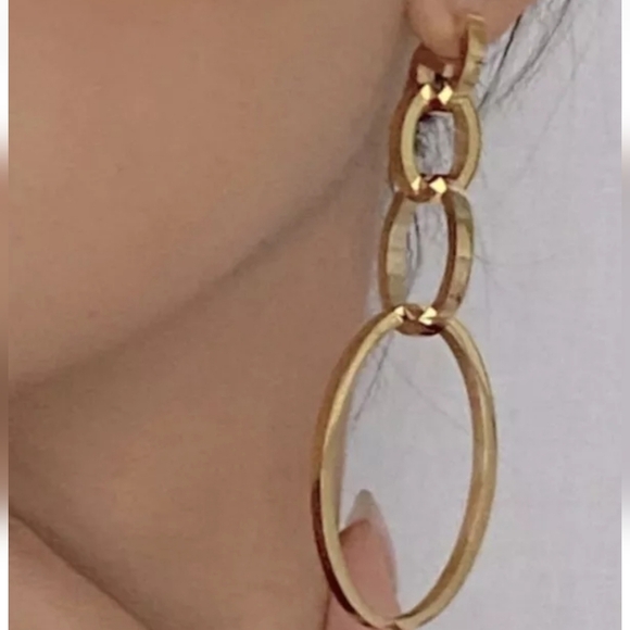 VITA FEDE Earrings "Cassio" - New in Bag - Gold Tone Modular Hoop Pierced - Picture 3 of 7
